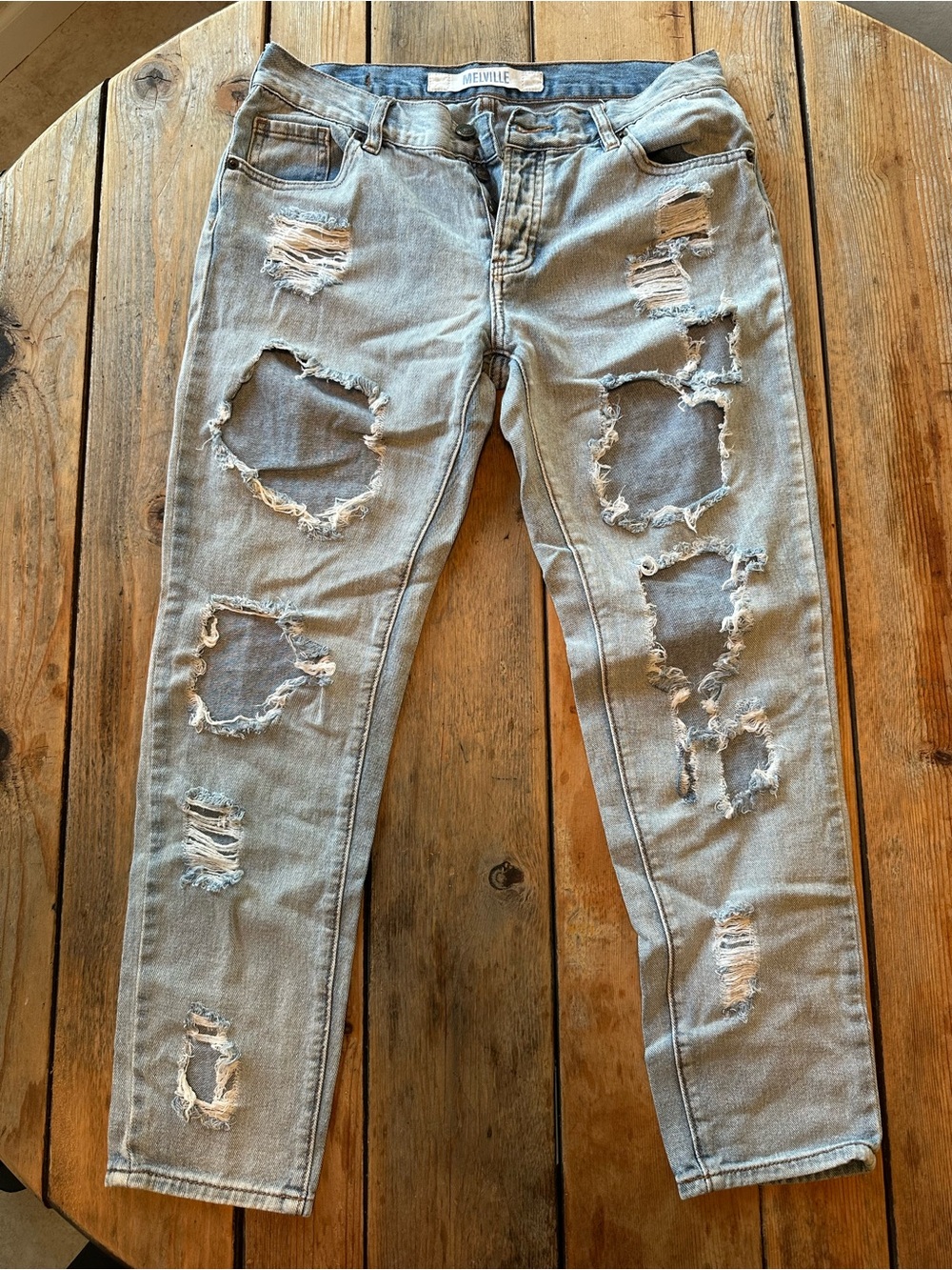 Brandy Melville Light Wash Distressed Ripped Jeans
